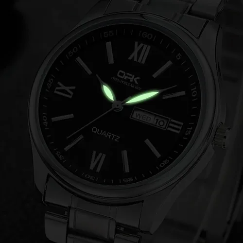 Vista 6 de Wrist Watch for Men, Fashion Designed Analog Quartz Men's Watch with Calenda Display, Glow in The Dark Classic Gent's Watch with Stainless Steel