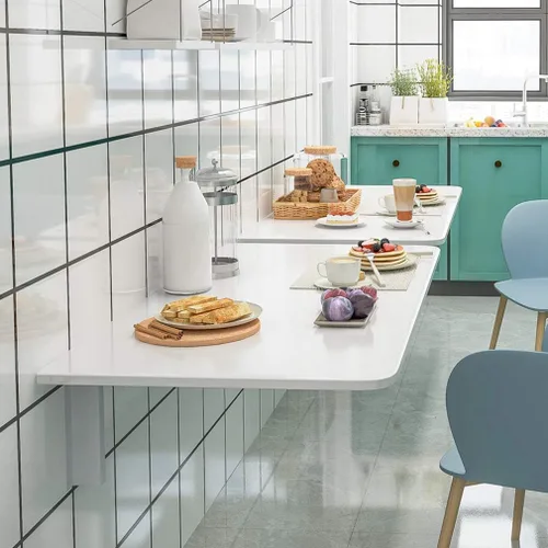 Vista 2 de Mesa plegable montada en la pared, mesa de comedor de cocina para el hogar, escritorio de ordenador, mesita de noche, banco de trabajo, 30 tamaños