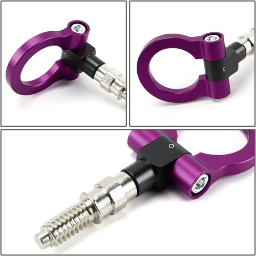 Vista 3 de DNA THK-E-PP - Kit de anillo de gancho de remolque de remolque europeo de aluminio morado delantero/trasero - M16 x 3