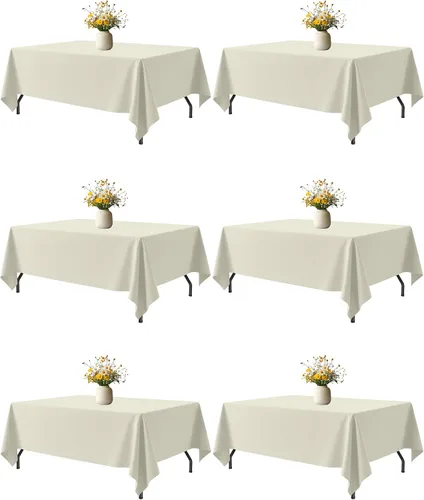 Vista 21 de Niuara Mantel de Mesa Rectangular Negro - Paquete de 6, 60" × 84" Mantel de Tela Lavable para Mesas de 5 Pies, Resistente a las Arrugas y a Prueba