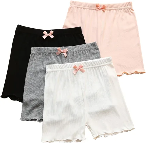 Vista 2 de CHUNG Pantalones cortos de baile para niñas pequeñas y grandes, para usar debajo del vestido, falda, uniforme escolar, 4 unidades, 2-9 años
