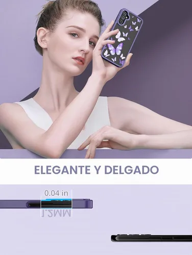 Vista 7 de Carcasa para Samsung Galaxy A14, diseño de flores transparentes