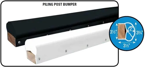 Vista 2 de Dock Edge + 1022-B-F Parachoques Piling/Poste, 6', Negro, PVC, 2x4 Montaje