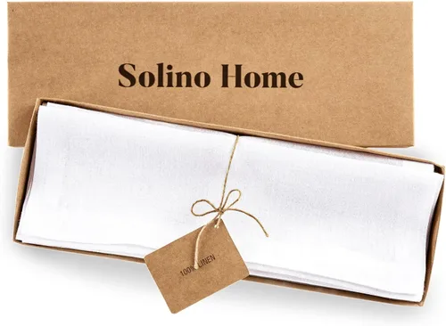 Vista 3 de Solino Home Juego de 4 manteles individuales blancos de 100 % lino puro de 14 x 14 pulgadas para invierno, San Valentín, primavera, Pascua, Fete