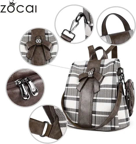 Vista 3 de Mochila para mujer mochila de moda monederos de piel sintética mochila antirrobo bolso de hombro