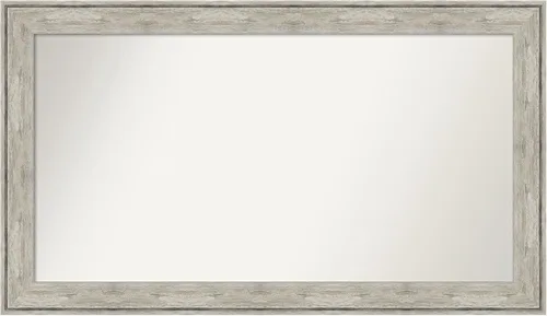 Vista 416 de Amanti Art Espejo de baño plateado para sobre el fregadero, 28 x 37 pulgadas, elegante espejo rectangular de peltre cepillado, marco de madera