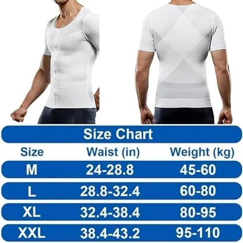 Vista 7 de Camiseta de compresión infrarroja de ginecomastia,Cremallera para hombre que forma la parte superior del entrenamiento deportivo,Top de compresión