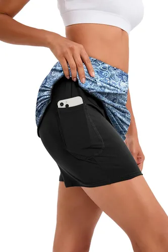 Vista 2 de Oyamiki - Falda pantalón deportiva para mujer, diseño ligero ideal para tenis, correr, entrenamiento, deporte y golf