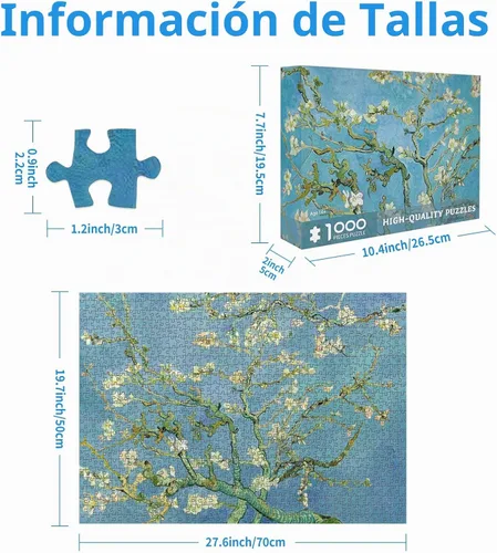 Vista 3 de CHengQiSM Rompecabezas de 1000 piezas con flores de almendra para adultos Flores de almendro
