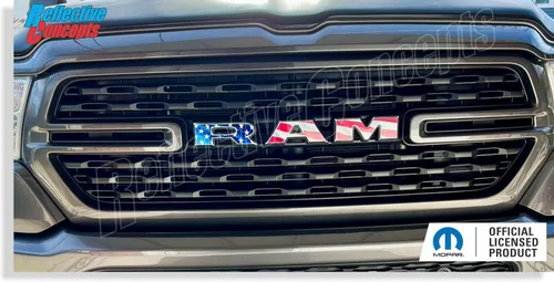 Vista 6 de Reflective Concepts -Calcomanía superpuesta de emblema de rejilla RAM, estilo de bandera americana