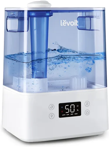 Vista 2 de LEVOIT Humidificadores, azul y humidificadores para dormitorio, habitación grande, 6L, niebla cálida y fría para plantas familiares con sensor