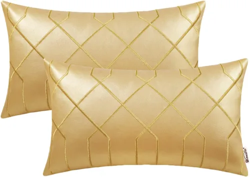 Vista 36 de BRAWARM Fundas de almohada de cuero 16 X 16 pulgadas, paquete de 2 fundas de almohada de cuero sintético negro, fundas de almohada decorativas