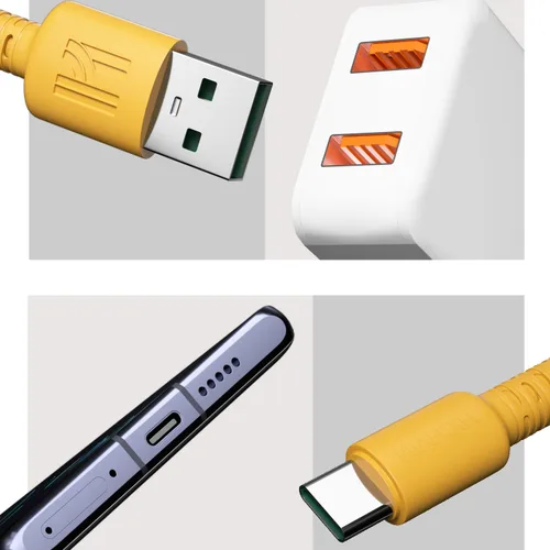 Vista 6 de Hichain Paquete de 2 cables de carga USB A a USB C amarillo de 4 pies, cable de carga rápida tipo C de 100 W, sincronización de datos, cable USB C