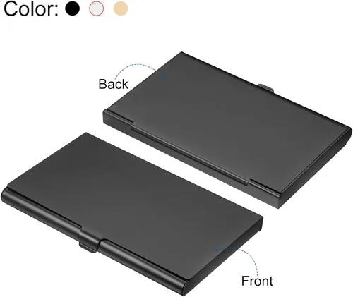 Vista 4 de PATIKIL Portatarjetas de visita, 3 piezas de aleación de aluminio, funda delgada para tarjetas de nombre para mujeres y hombres, dorado, plateado