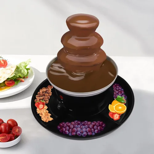 Vista 6 de Máquina de fuente de chocolate de 3 niveles, 40 W, 120 V, 1 libra, máquina eléctrica de fuente de fondue de chocolate de acero inoxidable, máquina