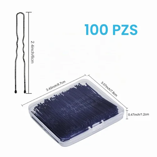 Vista 2 de sevensun - 100 horquillas para el cabello en forma de U, con caja de almacenamiento, (2.4 pulgadas), color negro