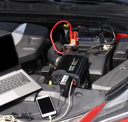 Vista 7 de BYGD Convertidor de inversor de corriente de 800 W, 12 V CC a 110 V CA, adaptador de enchufe de automóvil, cargador de salida con doble salida de CA