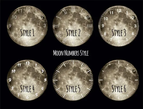 Vista 4 de Bruja de Halloween oscilando en la luna - Reloj de pared de péndulo