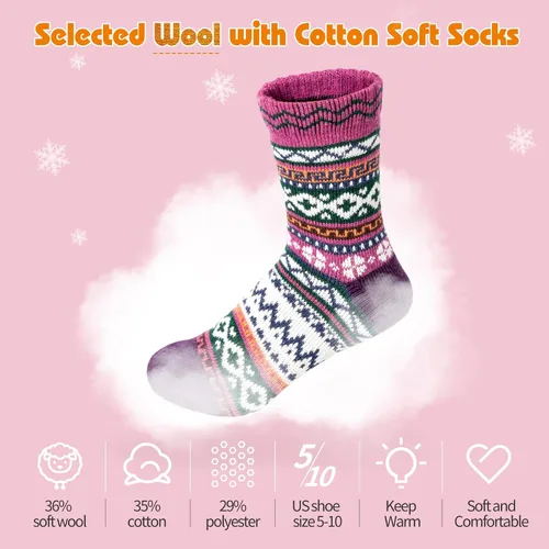 Vista 4 de HiTauing Paquete de 10 calcetines para mujer, calcetines de lana de invierno, regalos para mujer, suaves, cálidos, gruesos, acogedores, calcetines