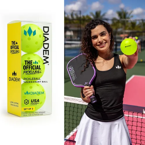 Vista 2 de Diadem - Pelotas de pickleball para exteriores Pelota de torneo aprobada por USAPA - Molde sin costuras de 40 agujeros - Rebote duradero, rápido