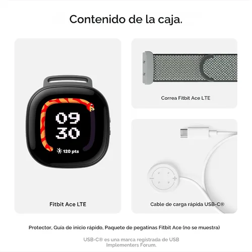 Vista 12 de Fitbit Google Ace LTE - Reloj inteligente para niños con llamadas, mensajes, GPS y juegos basados en actividades, se requiere plan de datos Ace Pass