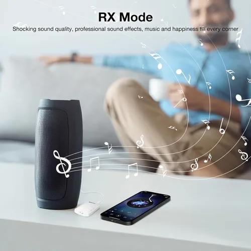 Vista 7 de Adaptador Bluetooth 5.3 Transmisor/receptor 2 en 1 Mini inalámbrico con cable de audio de 0.138 in, adaptador Bluetooth adaptativo AptX de doble