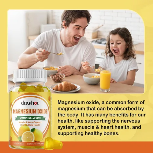 Vista 5 de Gomitas de óxido de magnesio de 400 mg, suplemento masticable de óxido de magnesio para adultos y niños, apoyo nervioso, muscular, óseo y cardíaco
