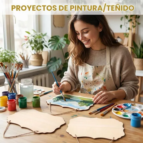 Vista 4 de 12 piezas de manualidades de madera sin terminar, placas de madera con forma rectangular para carritos, colgador de puerta, quema, pintura