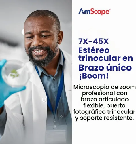 Vista 2 de AmScope SM-3T microscopio estéreo trinocular profesional con zoom estereoscópico SM-3T con control simultáneo de enfoque, oculares WH10x, aumento