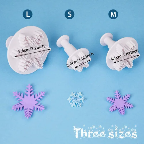 Vista 3 de Patelai 6 piezas Molde de silicona de copo de nieve 3D Molde de silicona de copo de nieve de fondant navideño para pastel, cupcake, chocolate