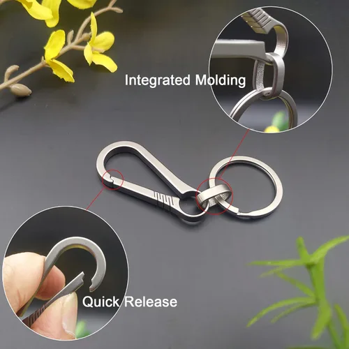 Vista 4 de LamChyar Llavero de titanio, clip de liberación rápida con 1 llavero, clip de mosquetón pequeño, el maravilloso regalo para hombres y mujeres, Tono