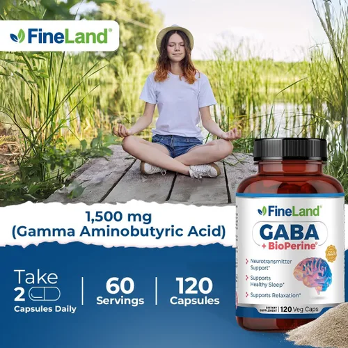 Vista 4 de FineLand GABA + BioPerine® - Suplemento de ácido gamma-aminobutírico para relajación y calma diaria Apoya el bienestar emocional, vegano, 120