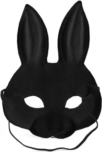 Vista 4 de GANAZONO Máscara de conejo de media cara, máscara ligera de Eva con orejas de conejo para Pascua, Halloween, carnaval, disfrazarse