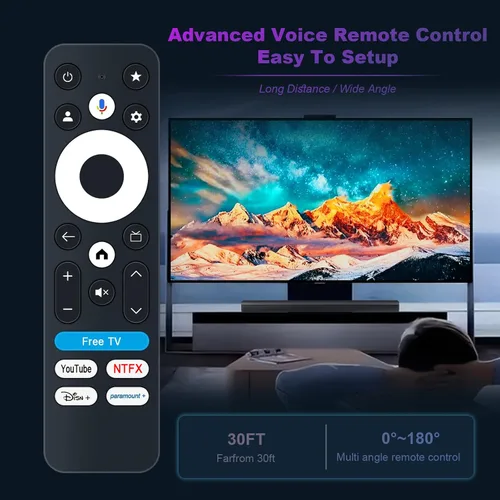 Vista 6 de Reemplazar el control remoto por voz compatible con el dispositivo de transmisión Onn 4K Pro Google TV