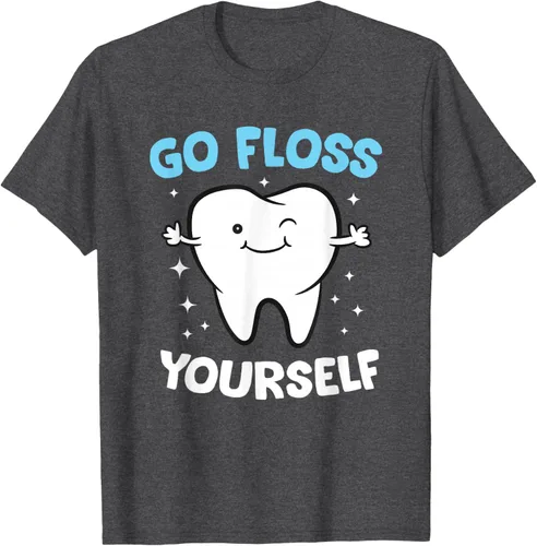 Vista 37 de Camiseta higienista dental, asistente dental, Go Floss Yourself dentista, Negro, S