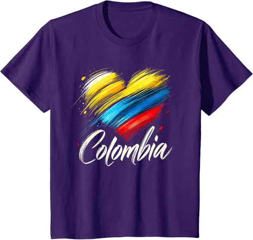 Vista 22 de Camiseta de orgullo colombiano con corazón de la bandera de Colombia