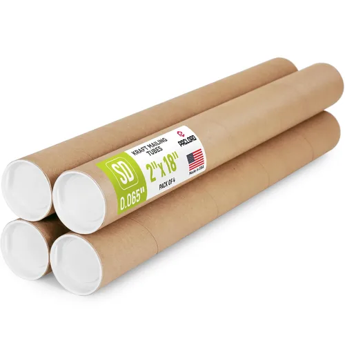 Vista 38 de Tubo de cartón reforzado de 2 x 18 pulgadas, paquete de 4 tubos con 8 tapas, seguro aprobado por USPS, ideal para envío y almacenamiento