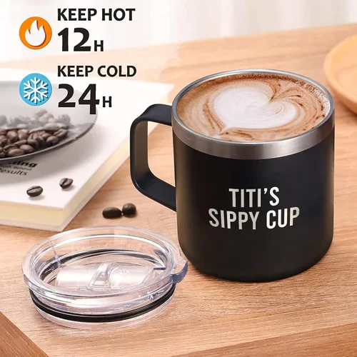 Vista 3 de Yanashop88 Titi's Sippy Cup - Taza de café de 14 onzas, vaso Titi, regalos de cumpleaños para Titi de hija - Hijo - Nuevos regalos de Titi - Regalo