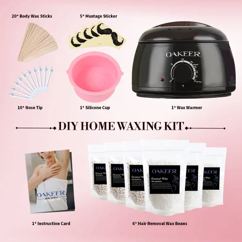 Vista 2 de Oakeer Kit de Depilación Actualizado 2024 para Eliminación de Vello Fino con 6 Bolsas Pro de Cera Ice Cream para Brazos de Mujer, Facial, Cejas