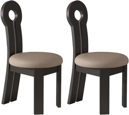 Vista 10 de YVYKFZD Dining Chairs Set, Solid Wood Dining Room Chair, Upholstered Kitchen Chairs, Unique Key-Shaped Living Room Chair, for Offices Bedroom Study