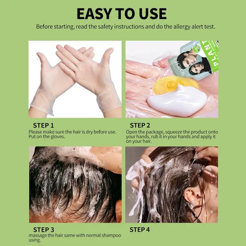 Vista 7 de SEVICH Champú de tinte para el cabello de ginseng 5 en 1 para mujeres y hombres Tratamiento de depósito de color 10 sobres de un solo uso