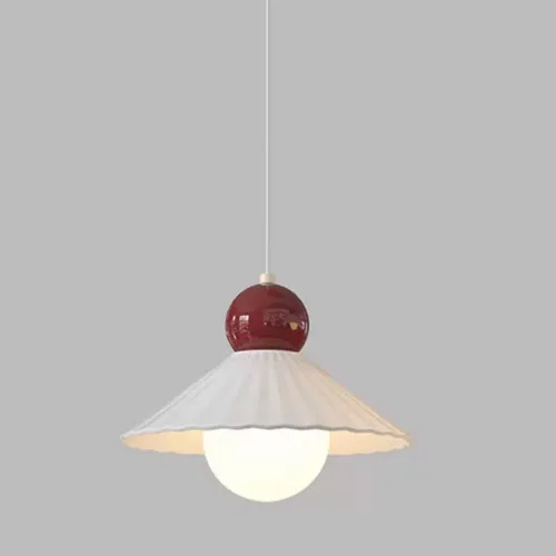 Vista 4 de French Elegant Ceramic Pendant Light Modern White Cream Cone Kitchen Island Lighting PE Shade Chandelier for Dining Room Breakfast E27/E26