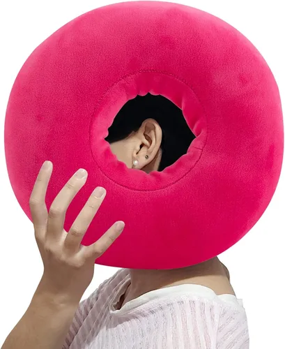 Vista 11 de Almohada para perforaciones para dormir de lado, almohada de dona suave y cómoda, almohada CNH para oídos con agujeros para dolor de oído