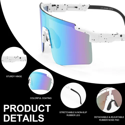 Vista 5 de ROIBEAO Gafas de Ciclismo Profesionales para Hombre y Mujer, Lentes de Sol Deportivos con Protección UV para Béisbol, Ciclismo, Correr, Conducir