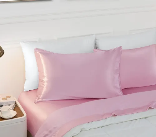 Vista 23 de Vonty 2 fundas de almohada de satén estándar – Fundas de almohada de 20 x 26 pulgadas, fundas de almohada negras para proteger la piel y el cabello
