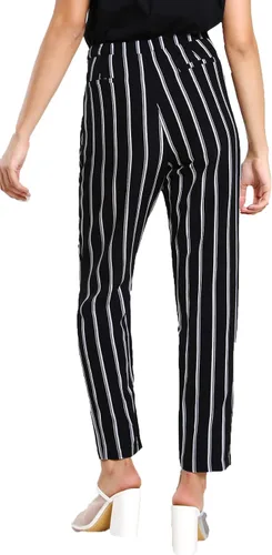 Vista 2 de SweatyRocks - Pantalones largos a rayas para mujer elásticos de cintura alta holgados informales