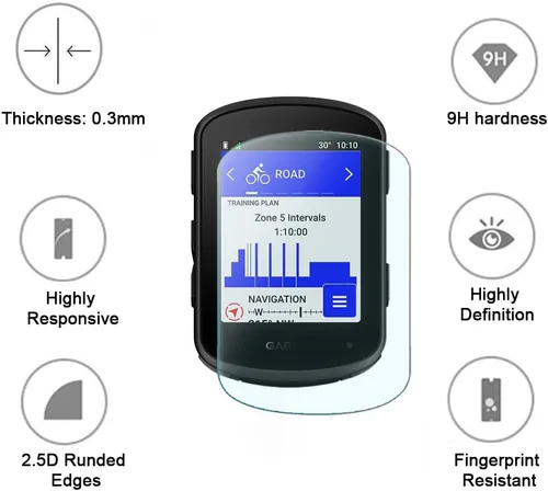 Vista 6 de Protector de pantalla de reloj inteligente compatible con Garmin Edge 840, Solar y Edge 540, funda solar de silicona suave y película protectora