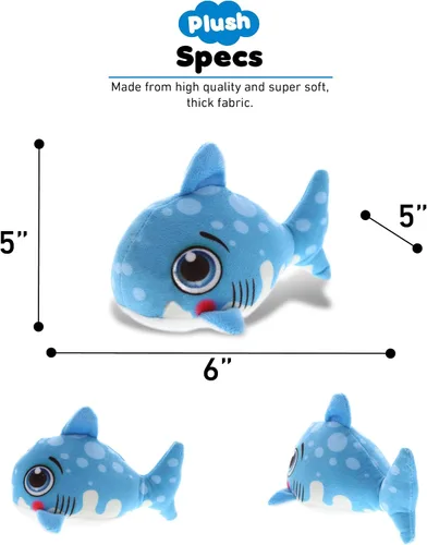 Vista 3 de DolliBu Juguete de peluche de tiburón azul, para niños y adultos, regalos de abrazo de tiburón, lindos animales de peluche para niños pequeños