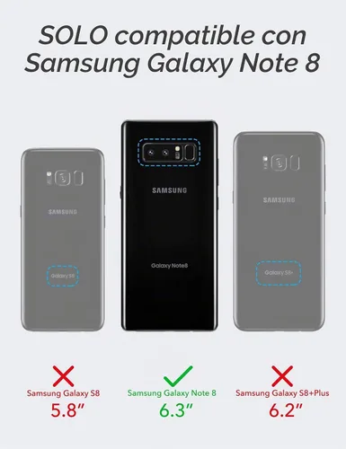 Vista 2 de LeYi Funda para teléfono Galaxy Note 8 con protector de pantalla 3D, soporte de anillo magnético de grado militar y funda desbloqueada Android