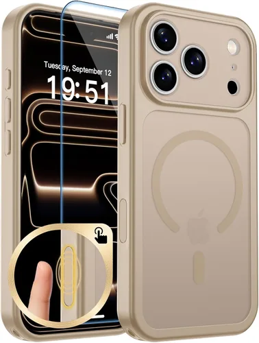 Vista 180 de zapica Funda magnética para iPhone Air, con protector de pantalla de vidrio templado, compatible con MagSafe, translúcida mate, a prueba de golpes